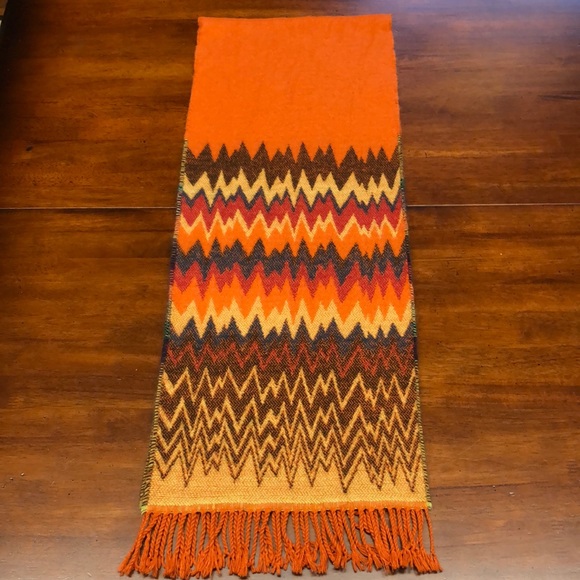 CROFT & BARROW Orange + Brown Zigzag Scarf - Picture 2 of 3